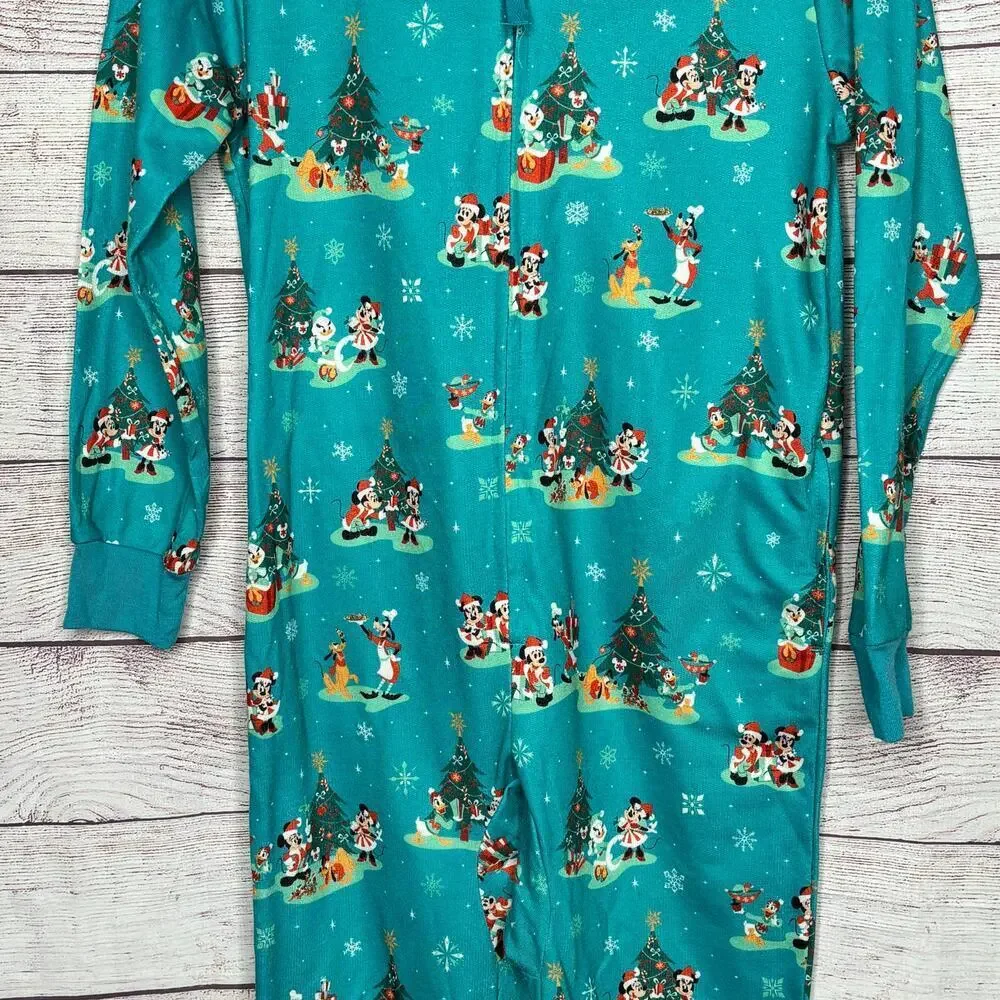 Disney Parks Mickey Mouse Christmas Winter Pajama Lounge Zip Union Suit Size 7/8 - Picture 9 of 12